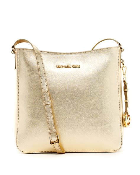 Michael Kors Jet Set Messenger Bag in Pale Gold 